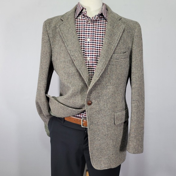 VTG Levi's Stratus Men's Tweed Sport Coat Blazer‎ Two Button Brown Wool Size 44L